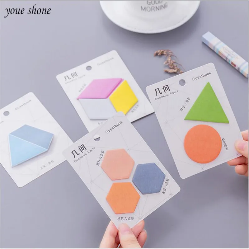 1PCS Korea Stationery Sticky Notes Creative Simple Geometric Shape N Times Stickers Message Note Book School Supplies Gifts