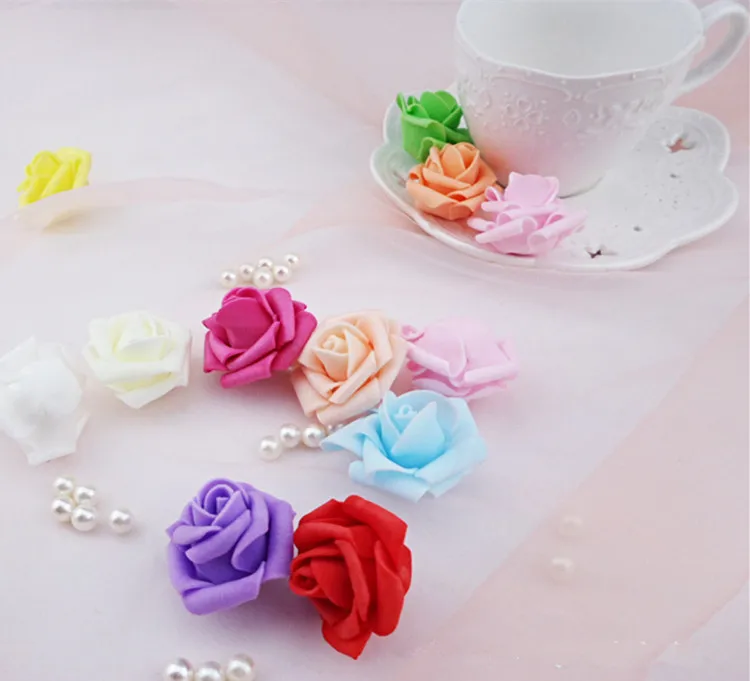 High Quality 300pcs/lot 4cm Foam Rose Heads Real Touch DIY Wedding Table Centerpieces New PE Kissing Balls For Weddings