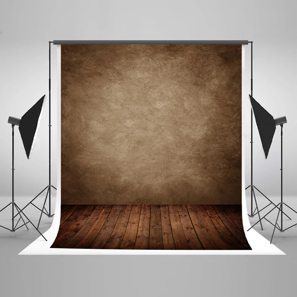 

VinylBDS Retro Gray Photography Studio Background Dark Wooden Floor Photography Backdrops Children Photo Backdrops