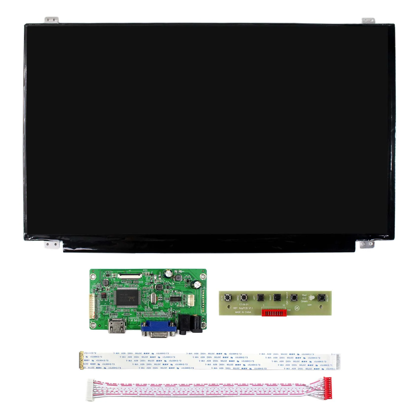 HD MI VGA LCD controller board with 15.6inch 1920x1080 IPS lcd screen B156HAN01.2 30pin EDP cable