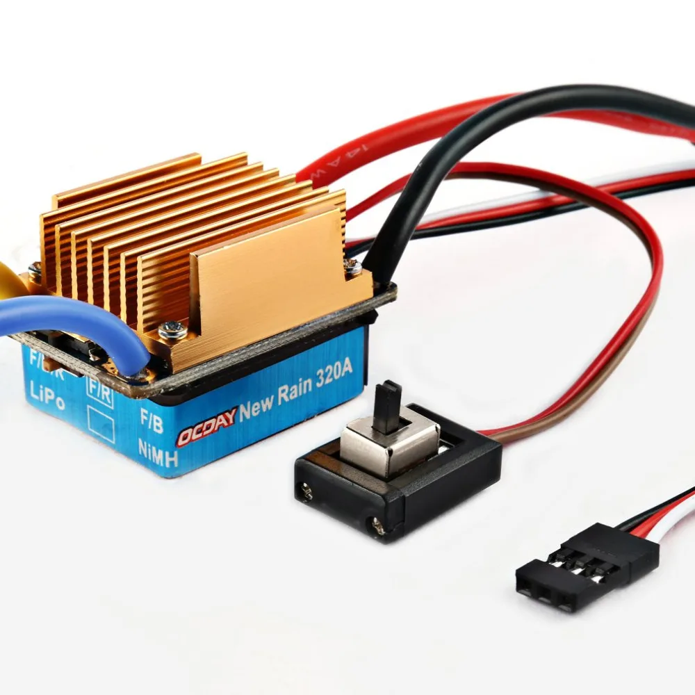 OCDAY 5-13V 320A Waterproof 3S 60A Brushed Motor ESC Electronic Speed Controller For 1/10 RC Car