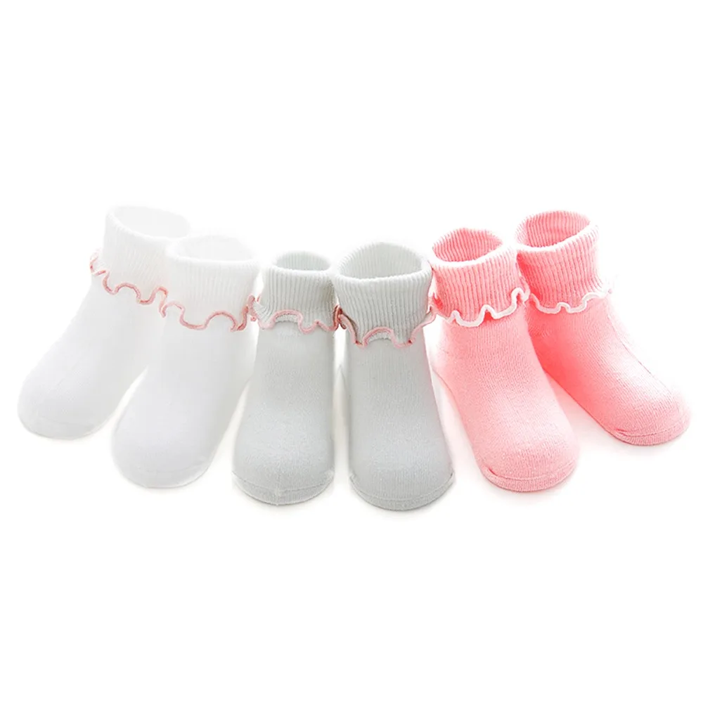 3 Pairs/lot Cute Cotton Baby Socks Newborn Infant socks for Girls&boys  Solid Color Anti Slip Socks SK153