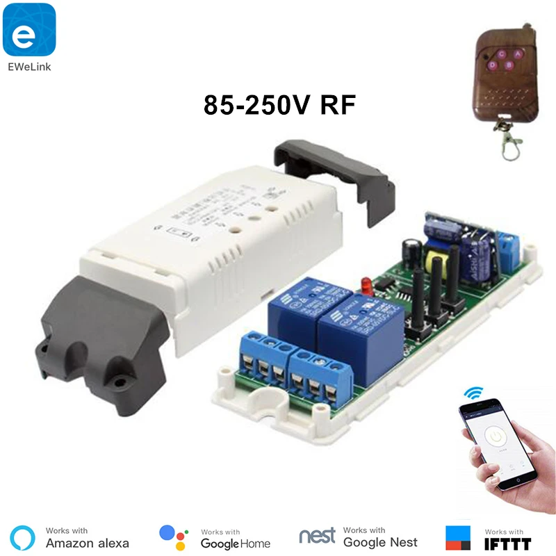 Ewelink-interruptor smart home rf433 sem fio com 2 canais, módulo de wi-fi com bloqueio automático, controle por aplicativo, relé remoto, faça você mesmo, casa inteligente