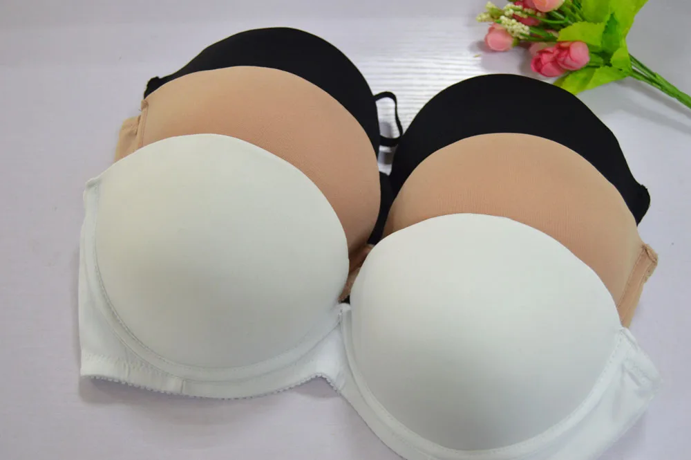 YANDW Sexy Wedding Multiway Underwear Add 2 Cup Super Padded Push Up Bra White Black Strapless Bras Size 32 34 36 38 40 A B C D