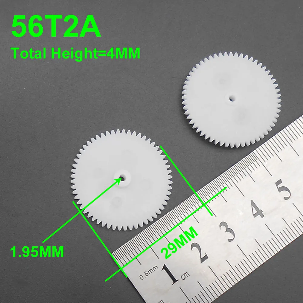 

1000PCS/LOT 0.5M 56T 2A Plastic Spur Gear 0.5 Modulus T=56 Aperture: 2mm 1.95MM Tight Fitting 56 Teeth 4MMX29MM Gears NEW *FD477