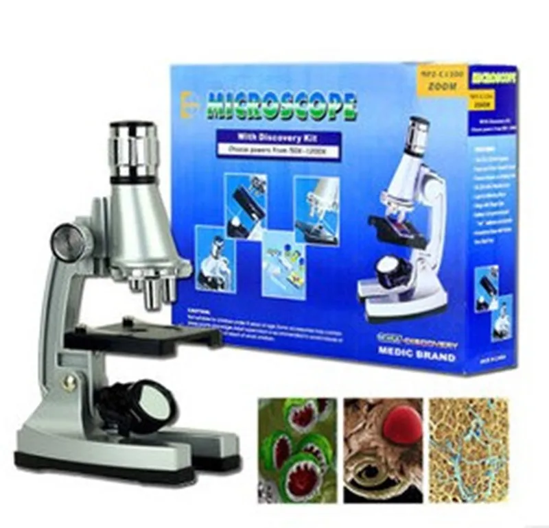 10X-20X Zoom Toy Educational Illuminated LED Lighted Children Biological Microscope for Students with Lamp Prepared Specimen