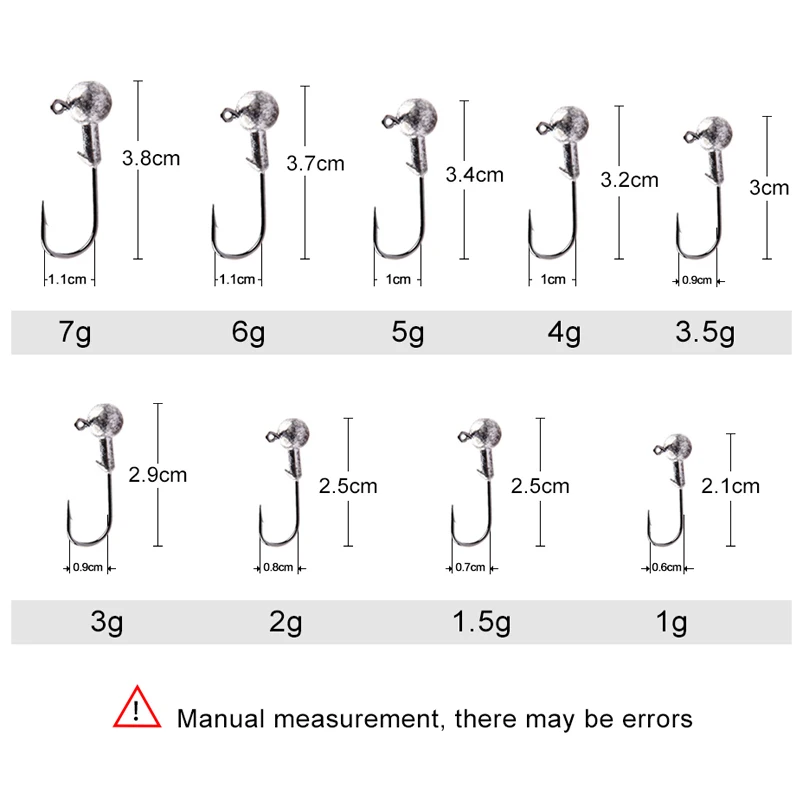 MEREDITH Đầu Jig 1G 2G 3G 4G 5G 7G 8G 10G 12G 14G 22G Móc Khóa Đầu Jig Lưỡi Câu Jig Pike Cá Phụ Kiện