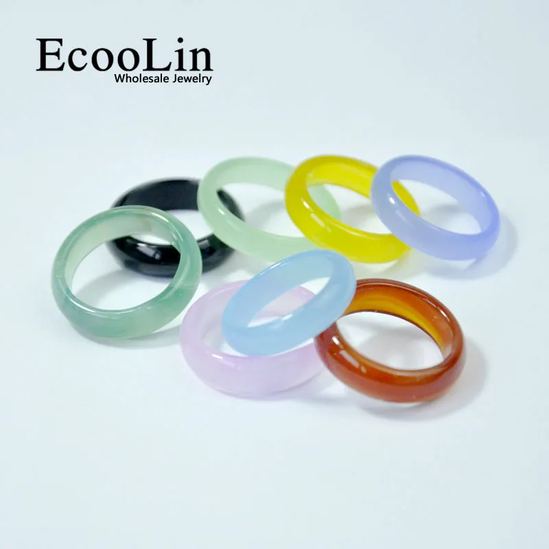 10Pcs Multicolor Natural Carnelian Agatee Rings For Women Girls Vintage Jewelry Lots Bulk Packs Mixed Colors LR4020