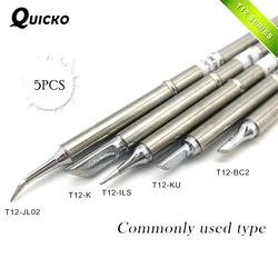 5Pcs/SET T12-ILS T12-JL02 T12-KU T12-K T12-BC2 Solder Iron Tips T12 series Welding head commonly used