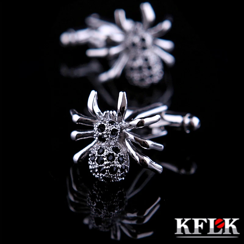 

KFLK Jewelry French shirt cufflinks for mens Brand Fashion Cuff link Wholesale High Quality Animal spider Buttons guests