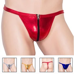 new sexy Men leather Thongs Lingerie with zip leather fetish underwear Mens underpants Male G-Strings gay underwear jockstrap