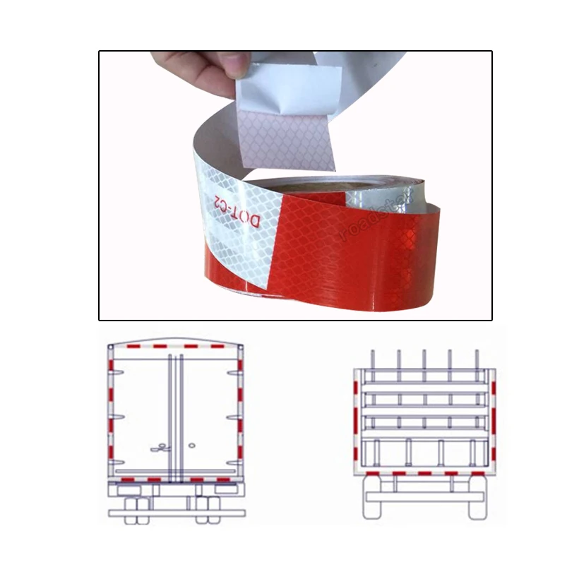 Roadstar 50mm X 10m DOT Reflective Tape Red and White DOT-C2 Conspiciuity COMMERCIAL ROLL RS-1400N3