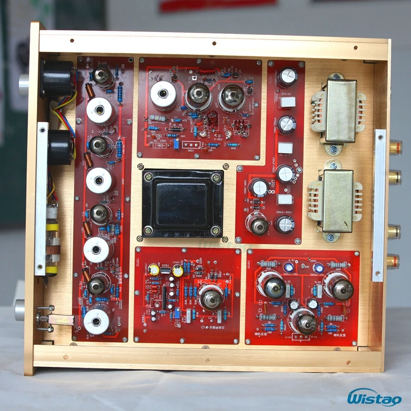 IWISTAO-راديو FM ستيريو مع مضخم طاقة مدمج 6P1 2X3.5W ، هيكل من الألومنيوم ، صوت HIFI عالي الحساسية ، ذهبي