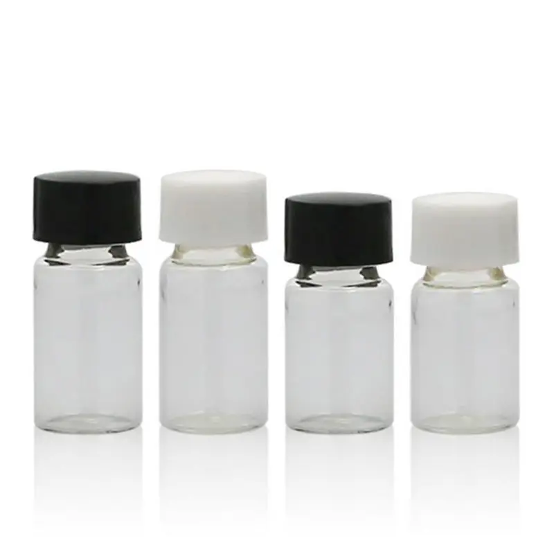 

3ML 4ml Mini glass Vials glass sample bottles Transparent Glass Bottle With Black Screw Cap