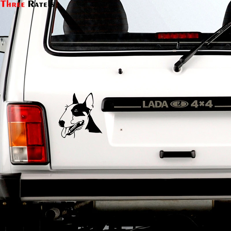 Three Ratels TZ-1897# 15x15.6cm I Love My Bull Terrier Car Sticker Funny Car Stickers Styling Removable Decal