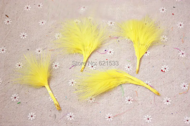 500Pcs/lot 5-10CM Yellow BLOOD QUILL Marabou Turkey Feathers for earrings,hair pieces and bridal creations