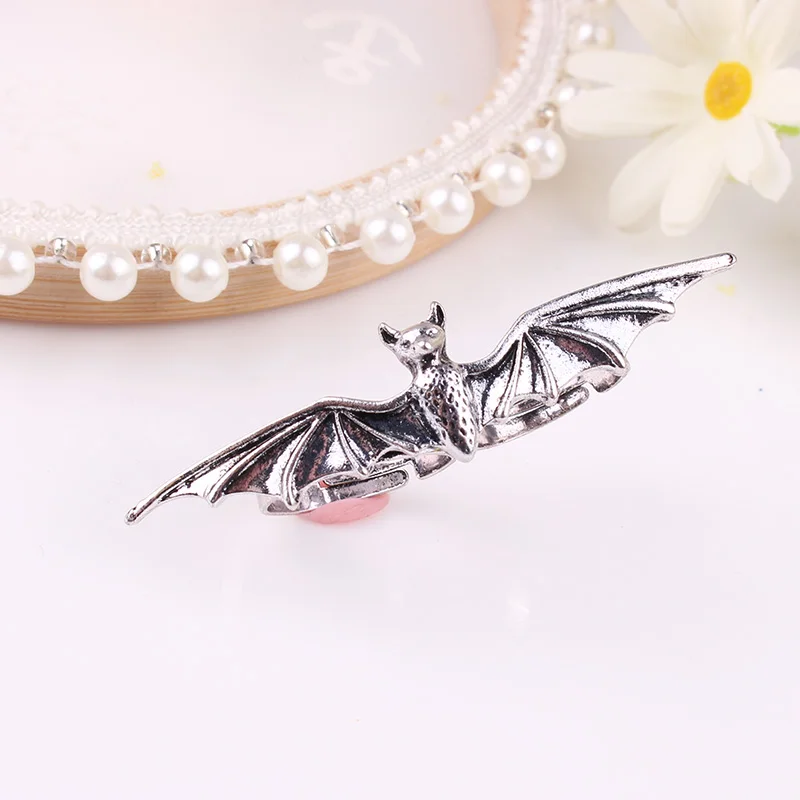 LUBOV Antique Color 3D Bat Ring Double Finger Metal Ring Punk Style Women Party Jewelry 2019 New