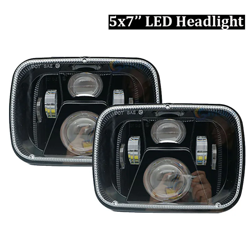 

5x7 led headlight Rectangular 6x7 inch 55W High/ Low H4 led Driving lights for Jeep Wrangler YJ Cherokee XJ MJ Comanche