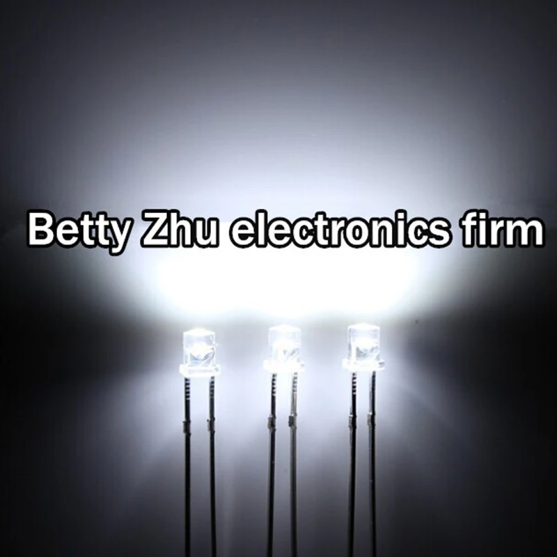 

1000PCS/LOT F3 / 3mm flat head with side long-legged Transparent shell white 6000-7000K line LED light-emitting diode