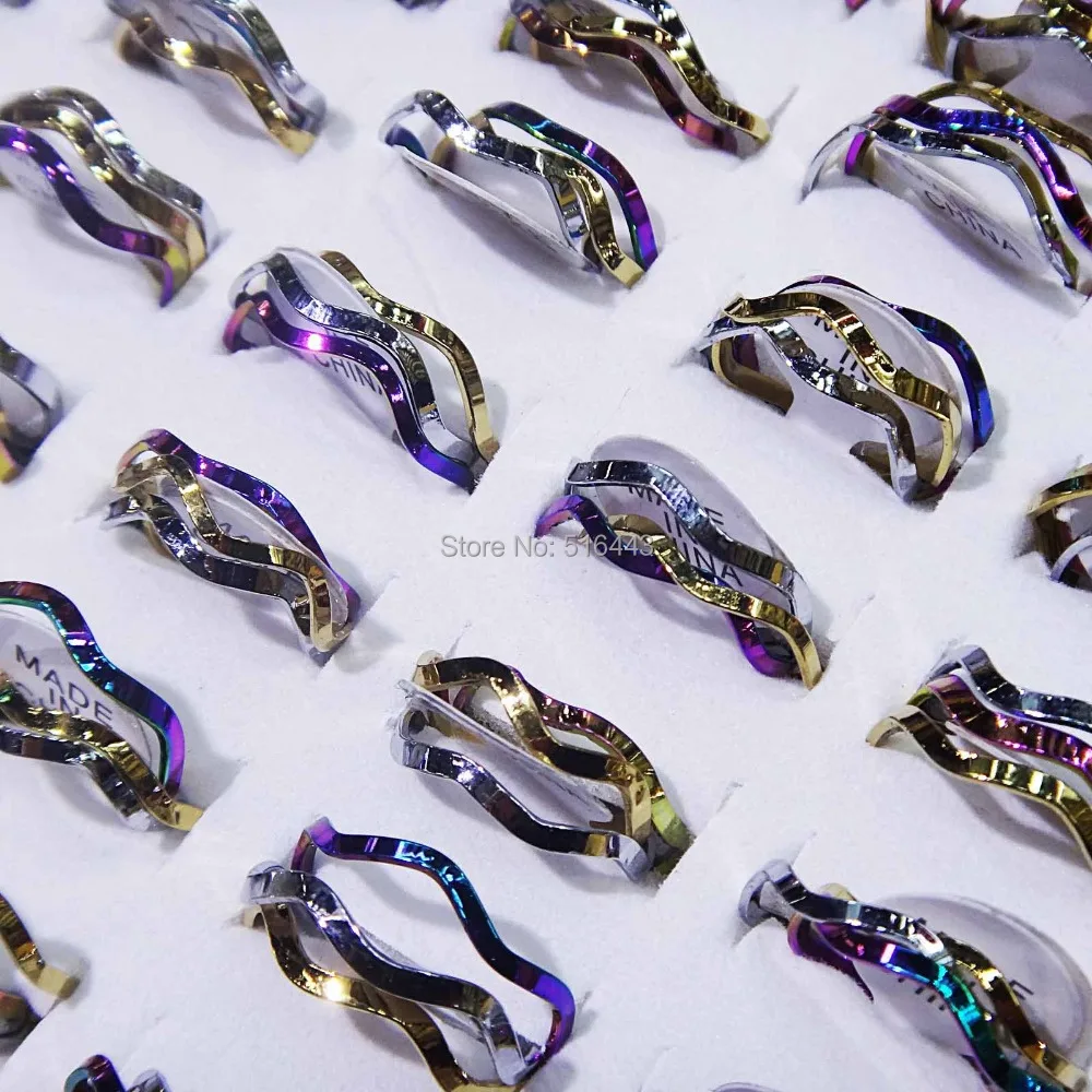 

2014 Новое поступление модные 100 комплектов Радуга 3 в 1 из нержавеющей стали женские мужские волнистые кольца и соединительные кольца оптовая продажа ювелирных изделий A467