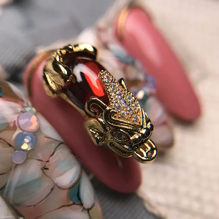 5pcs/lot Brave troops 3D Red metal Zircon Nail art Decoration luxury crystal New Year series nail Accessories Manicure Charms