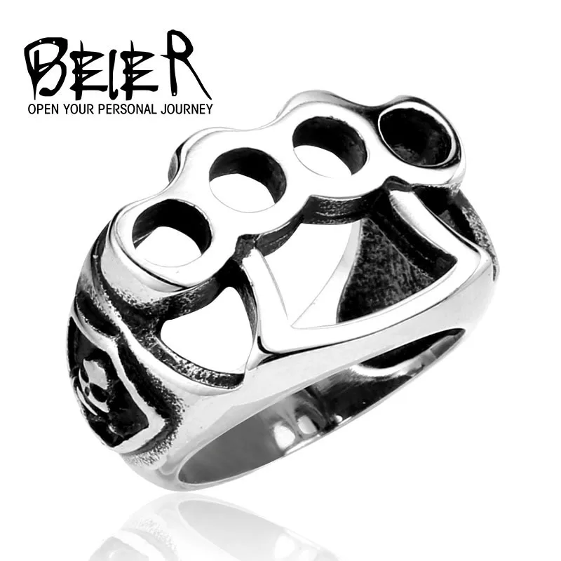 Beier 316L Stainless Steel Ring High Polish Top Quality Fashion Jewelry Fist Skull Punk Men Ring LLBR8-027R