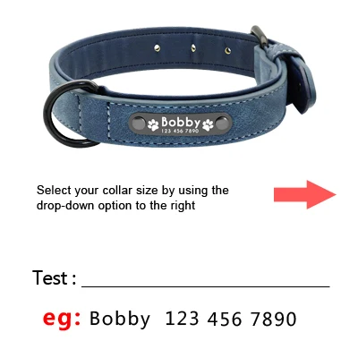 Personalisierte Hund Kragen Nach Leder Hund Halsbänder Innere Gepolsterte Pet ID Kragen Für Kleine Medium Große Hunde Pitbull Bulldog – Detail 2