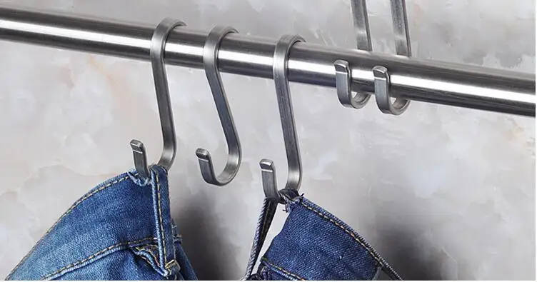 22mm 25mm pipe Stainless steel s-type hook Clothing store kitchen wardrobe pothook thickness:2mm width:5mm