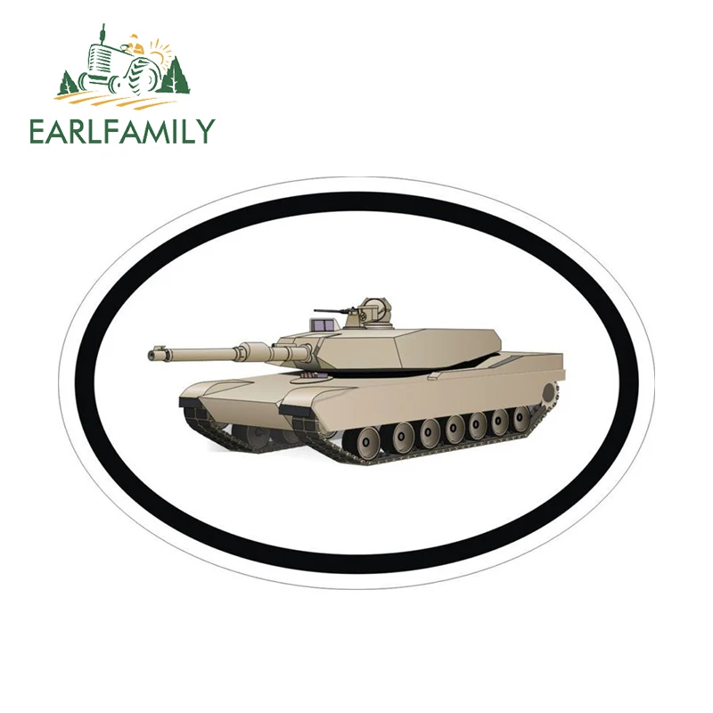 EARLFAMILY 13cm x 9cm Sticker M1 Abrams Mbt Tank OVAL White Bumper Battle Vinyl Reflective Car Sticker Waterproof Car Styling