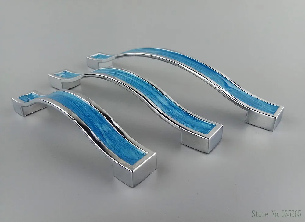 Modern Blue Resin Furniture Handles Kitchen Cabinets Drawer Wardrobe Cupboard Pull Door Knobs Dresser Children\'s Room Handles