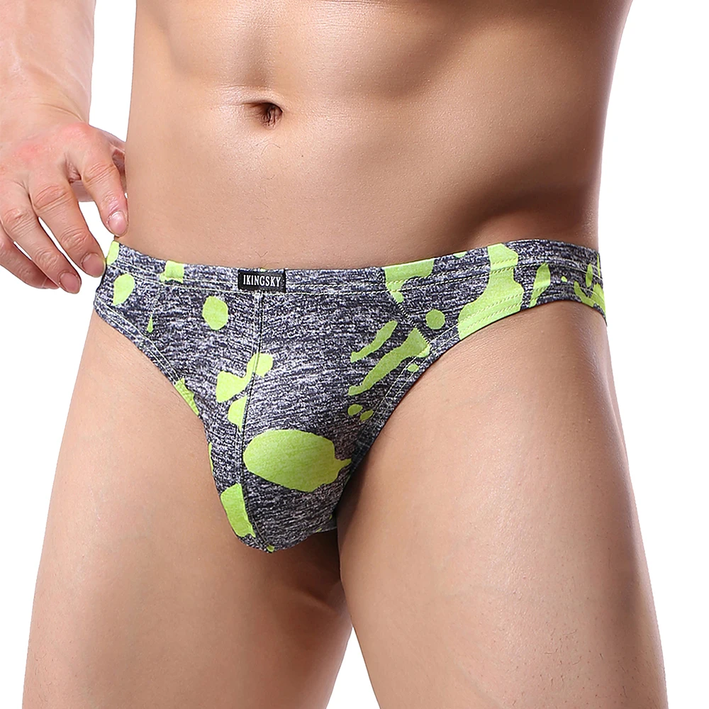 Men\'s Camouflage Thong Underwear Sexy Low Rise T-Back Underwear Big Pouch Thong Panties