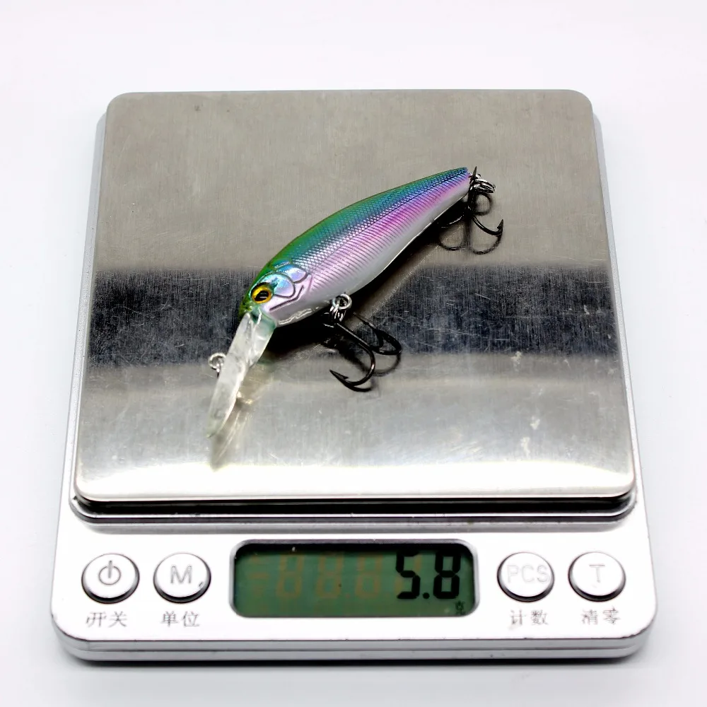 AOCLU Floating Wobbler 58mm 5.6g Dive 1.5m Hard Bait Minnow Jerk Crank Lure Saltwater Inshore Boat Bass Trout Fishing VMC Hook