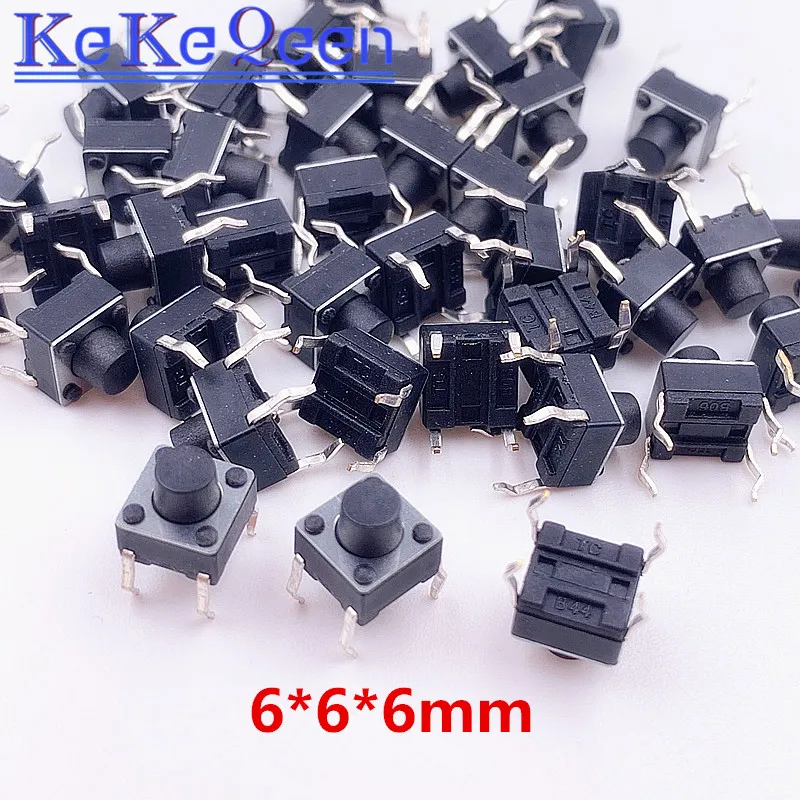 1000PCS Push Button Switches 6*6*6MM  6mm*6mm*6mm  DIP-4  Tactile Switches Push Button Tact Switch 6x6x6mm Micro Switch