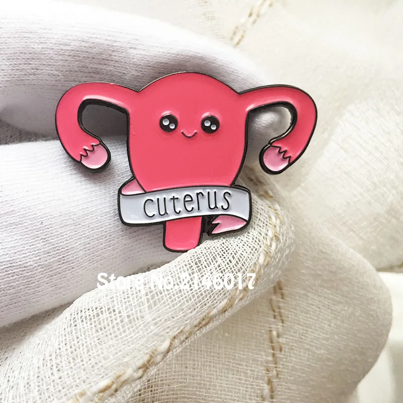 50pcs Custom Making Lapel Pins and Brooch Cuterus Soft Enamel Pin Uterus Feminist Badge Women Gift Metal Craft