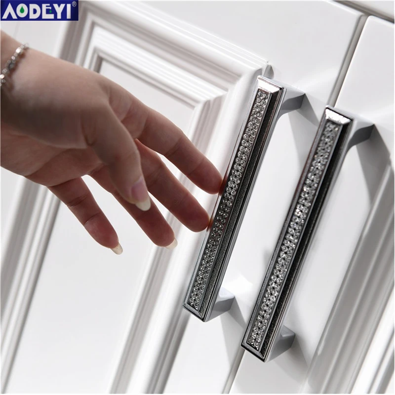 Luxury 24K Real Gold Or Chrome Czech Crystal Drawer Cabinet Knobs Wardrobe Door Handle Furniture Knobs Pull Handles
