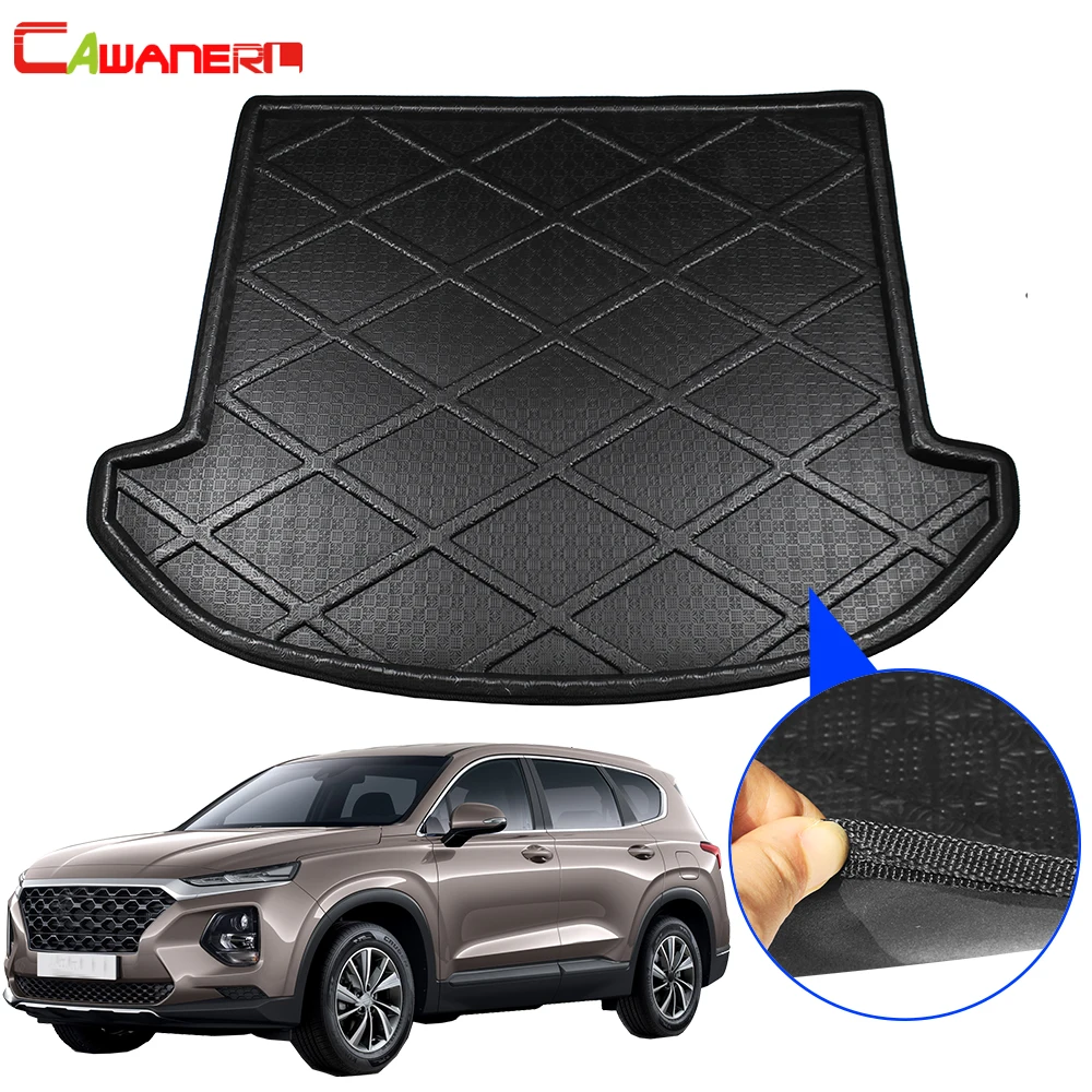 Cawanerl Car Tail Cargo Mat Boot Tray Liner Floor Trunk Carpet Kick Mud Pad For Hyundai Santa Fe 7 Seats 2013-2018 