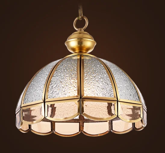 Classical copper art diamond glass Pendant lights Handwork soldering E27 LED indoor single lamp for pavilion&stairs&bar BRSDD016