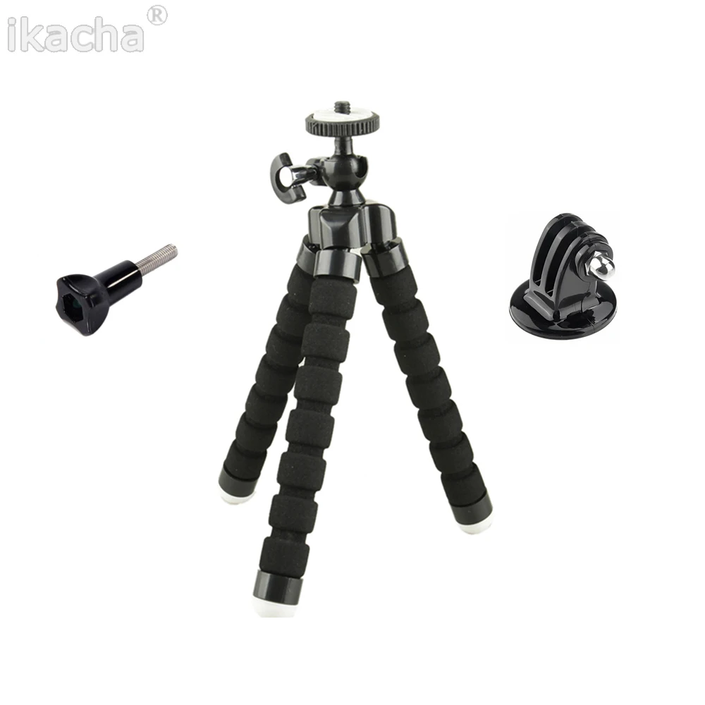 2022 Mini Flexible Sponge Octopus Tripod Mount Adapter For Gopro Hero 9 7 5 SJ4000 SJ5000 For Xiaomi yi 4k Black Red Blue