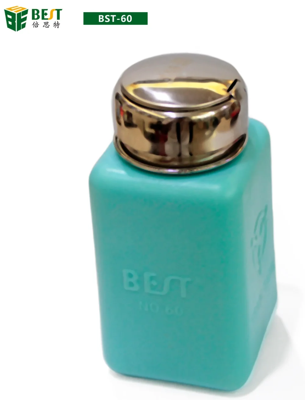 

One Touch Stainless Steel Liquid Dispenser Pump ESD Safe Square Bottle Blue 200ml