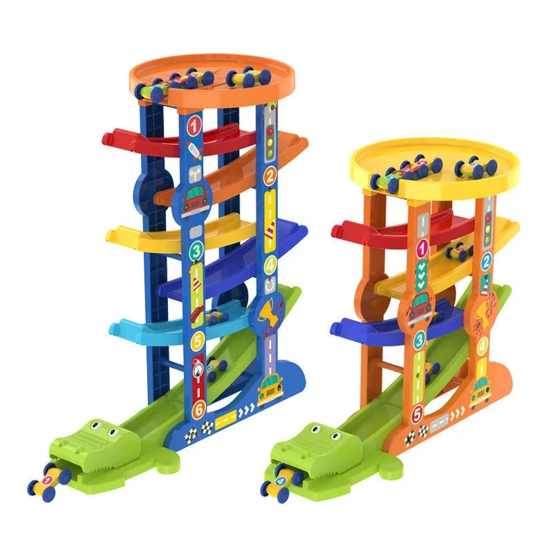 

7-Layer Ramp Race Track & 6 Mini Inertia Car Sliding Toys Baby Toddler Motor Skill Developmental Toys Kids Children Gifts