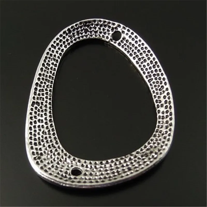 16PCS Antique Silver Color Irregular Ring Shaped Charms Pendant Connector Fashion Jewelry Findings 34*25*3mm Top Accessory