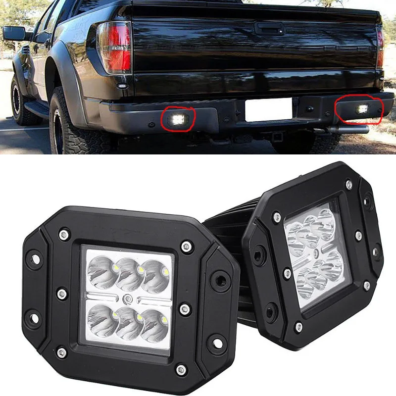 

2x 4" Flush Mount Flood 6LED Light Bar Backup Reverse Rear Bumper Lamp For Offroad lada 4x4 Jeep Pickup Camper Trailer Dodge