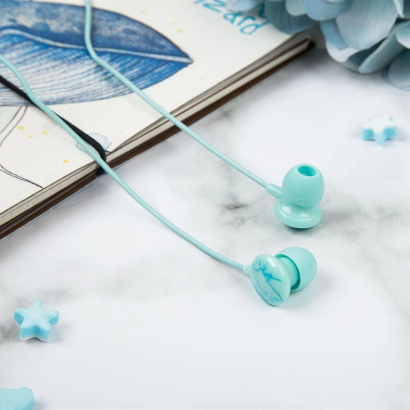 جميل الرخام الكرتون سماعات ستيريو الموسيقى العالمي سدادات الأذن هيئة التصنيع العسكري ل Xiaomi Mp3 الاطفال فتاة هدية