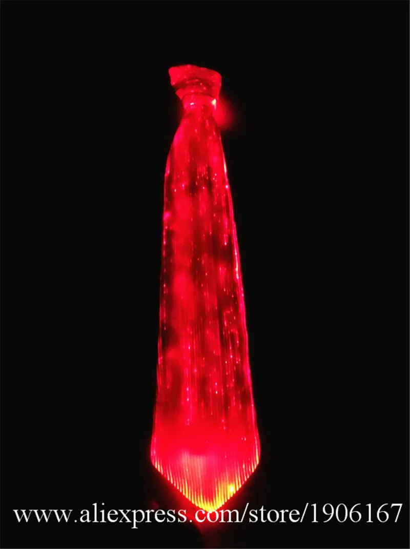 Colorful LED Fiber Light Tie Nightclub Bar Halloween Christmas Luminous Necktie Stage Performance Props Lighting Wears Tie