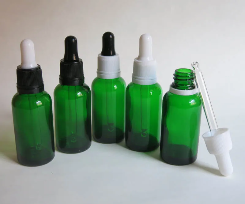 

wholesale 100pcs 30ml green glass dropper bottle,1 ounce green liquid glass dropper container , 1oz glass bottle with pipette