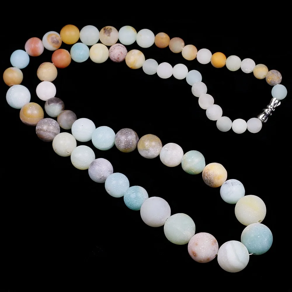 Natural 6 8 10 12mm Amazonite Stones Beads Necklace High End Dropshipping Jewelry Women Vintage Yoga Gifts