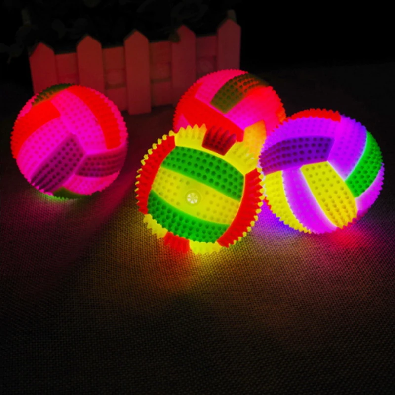 

Elastic Massage Ball Flash Football Glowing Volleyball with Whistle Bouncing Ball Hedgehog Prickly Ball luminous toys Party