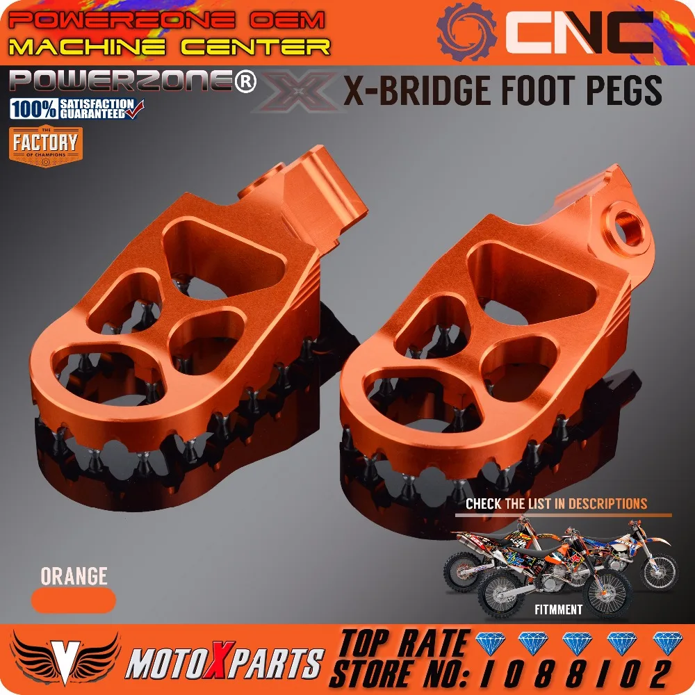 POWERZONE Billet CNC Foot Pegs Pedals Rests  For KTM EXC SX SXF XC XCW EXCF EXCW XCFW MX SIX DAYS 65 85 125 250-530 MX Enduro