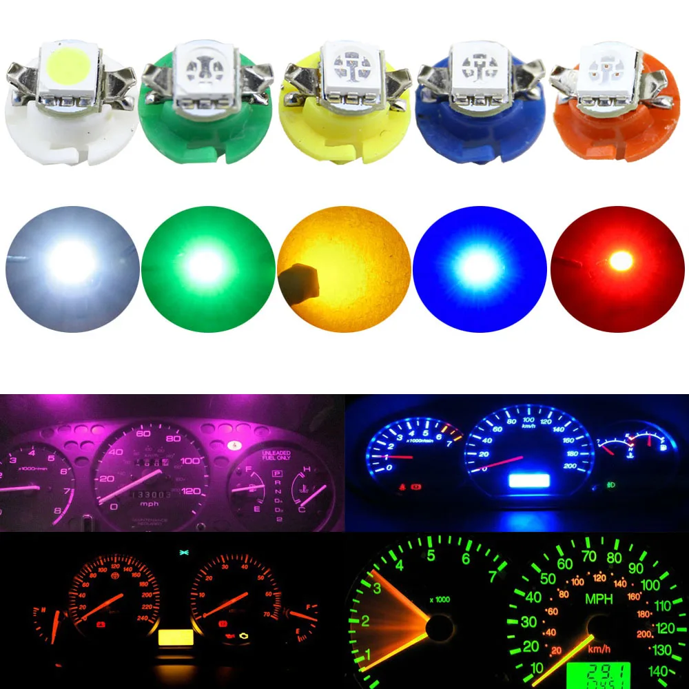 10x Auto LED Car T5 B8.4d Gauge Speedometer Bulb Dashboard Instrument Dash Source Interior Lighting fuel gauge car Accessories