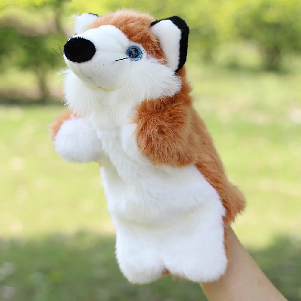 Fox drie kleuren kinderen handpop gevuld knuffel